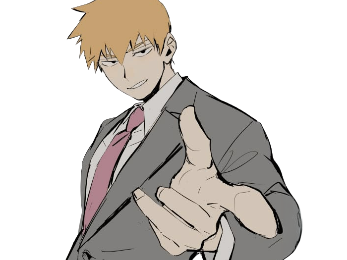 Sticker arataka reigen mob psycho 100 anime manga homme blond yeux noirs medium patron mentor par Dark-63