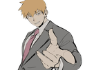 arataka reigen mob psycho 100 anime manga homme blond yeux noirs medium patron mentor