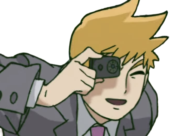 Sticker arataka reigen mob psycho 100 anime manga homme blond yeux noirs medium patron mentor par Dark-63