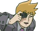 arataka reigen mob psycho 100 anime manga homme blond yeux noirs medium patron mentor