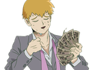 arataka reigen mob psycho 100 anime manga homme blond yeux noirs medium patron mentor