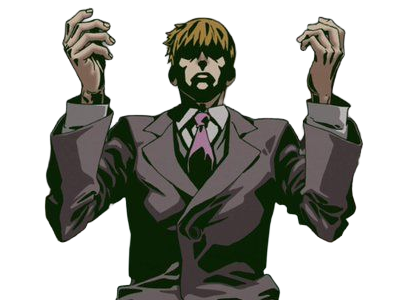 Sticker arataka reigen mob psycho 100 anime manga homme blond yeux noirs medium patron mentor par Dark-63