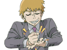 arataka reigen mob psycho 100 anime manga homme blond yeux noirs medium patron mentor