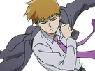 arataka reigen mob psycho 100 anime manga homme blond yeux noirs medium patron mentor