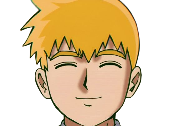 Sticker arataka reigen mob psycho 100 anime manga homme blond yeux noirs medium patron mentor par Dark-63
