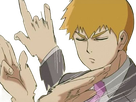 arataka reigen mob psycho 100 anime manga homme blond yeux noirs medium patron mentor