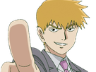 arataka reigen mob psycho 100 anime manga homme blond yeux noirs medium patron mentor