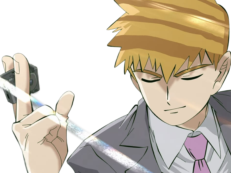 Sticker arataka reigen mob psycho 100 anime manga homme blond yeux noirs medium patron mentor par Dark-63