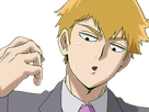 arataka reigen mob psycho 100 anime manga homme blond yeux noirs medium patron mentor