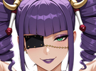 katen kyokotsu bleach cheveux violet yeux vert bandeau frange crane fic bloop