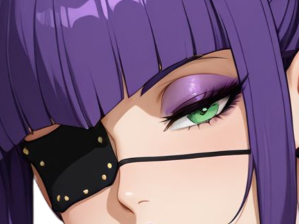 Sticker katen kyokotsu bleach cheveux violet yeux vert bandeau frange crane fic bloop par Bl0op