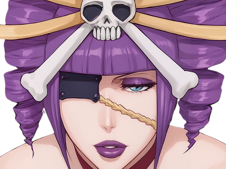 Sticker katen kyokotsu bleach cheveux violet yeux vert bandeau frange crane fic bloop par Bl0op