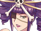 katen kyokotsu bleach cheveux violet yeux vert bandeau frange crane fic bloop