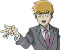 arataka reigen mob psycho 100 anime manga homme blond yeux noirs medium patron mentor
