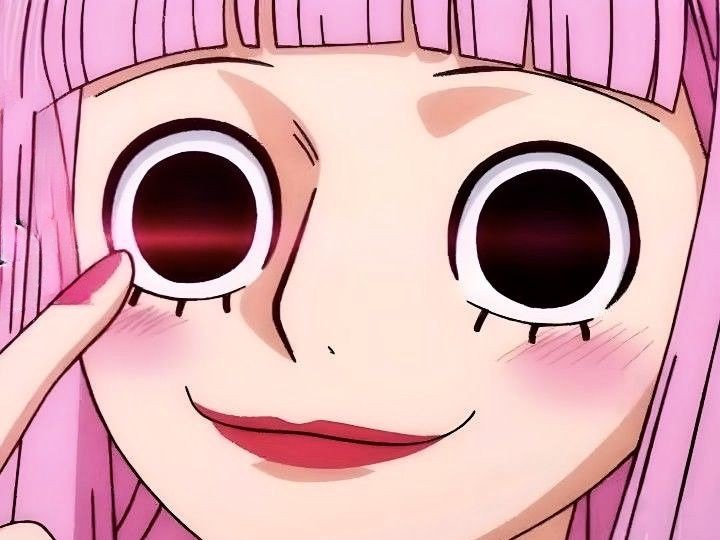 Sticker perona one piece cheveux rose yeux noir frange atropos fic bloop par Bl0op
