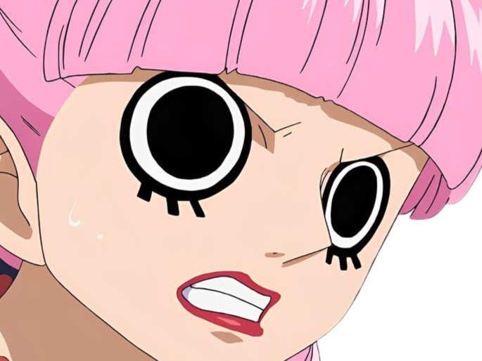 Sticker perona one piece cheveux rose yeux noir frange atropos fic bloop par Bl0op