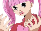 perona one piece cheveux rose yeux noir frange atropos fic bloop