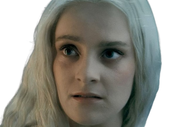 Sticker helaena targaryen hotd house of the dragon reine queen blonde femme fille sah regard enervee par Solio