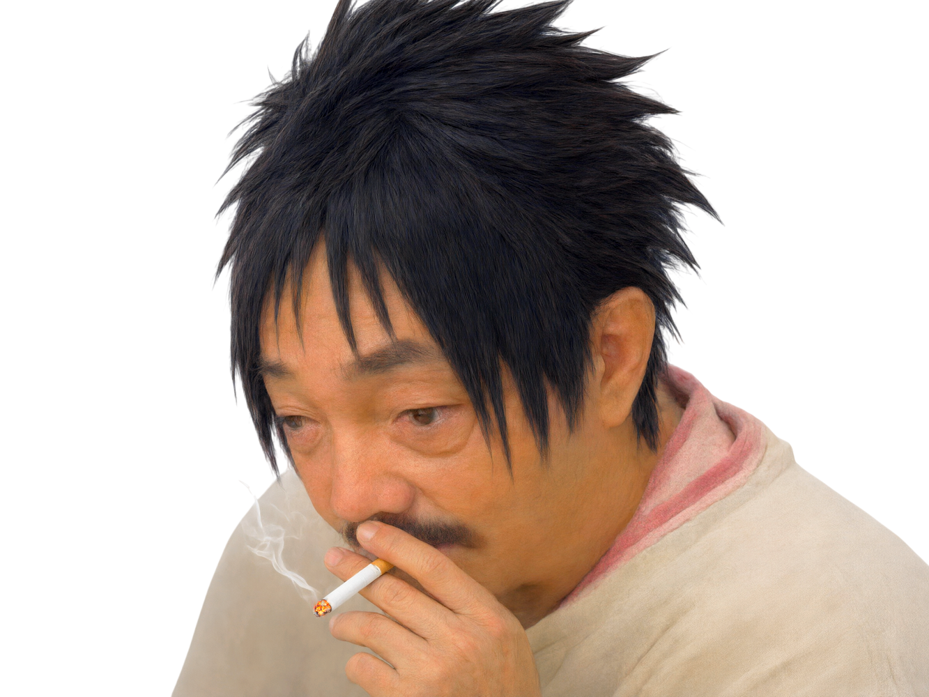 Sticker risitas ahi aya sasuke clope fume cheveux japon triste pensif reflexion deprime depression nostalgique kikoo par Le_Stickoriste