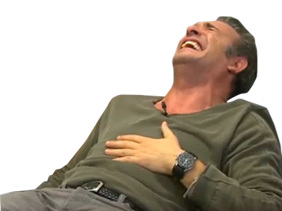 Sticker jean dujardin rire fou ventre tenir main larmes mourir detoure par MothMoth