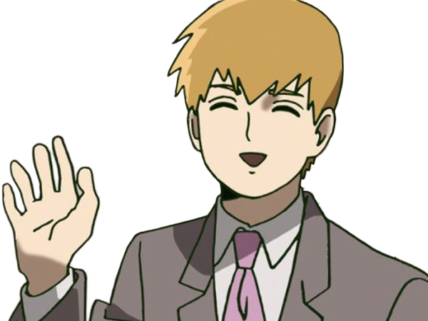 Sticker arataka reigen mob psycho 100 anime manga homme blond yeux noirs medium patron mentor par Dark-63