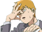 arataka reigen mob psycho 100 anime manga homme blond yeux noirs medium patron mentor