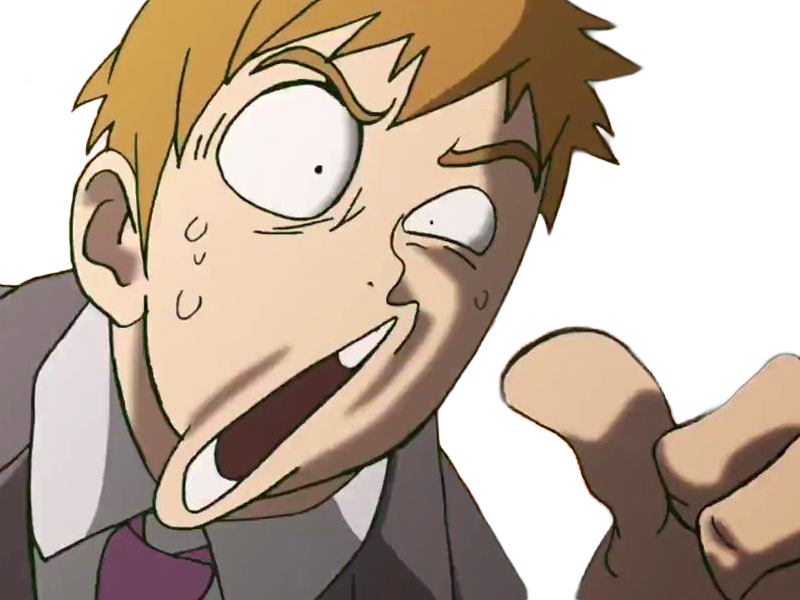 Sticker arataka reigen mob psycho 100 anime manga homme blond yeux noirs medium patron mentor par Dark-63