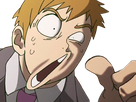 arataka reigen mob psycho 100 anime manga homme blond yeux noirs medium patron mentor