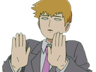 arataka reigen mob psycho 100 anime manga homme blond yeux noirs medium patron mentor