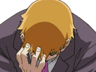 arataka reigen mob psycho 100 anime manga homme blond yeux noirs medium patron mentor