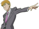 arataka reigen mob psycho 100 anime manga homme blond yeux noirs medium patron mentor