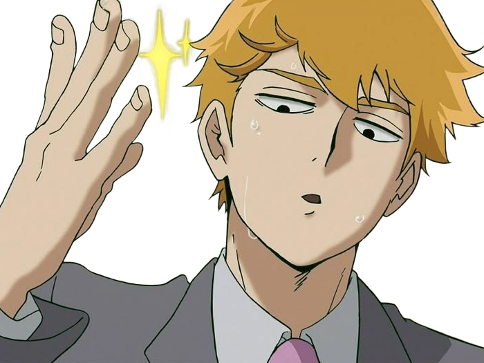 Sticker arataka reigen mob psycho 100 anime manga homme blond yeux noirs medium patron mentor par Dark-63