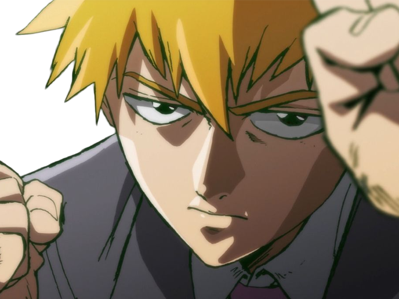 Sticker arataka reigen mob psycho 100 anime manga homme blond yeux noirs medium patron mentor par Dark-63