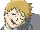 arataka reigen mob psycho 100 anime manga homme blond yeux noirs medium patron mentor