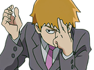 arataka reigen mob psycho 100 anime manga homme blond yeux noirs medium patron mentor