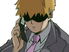 arataka reigen mob psycho 100 anime manga homme blond yeux noirs medium patron mentor