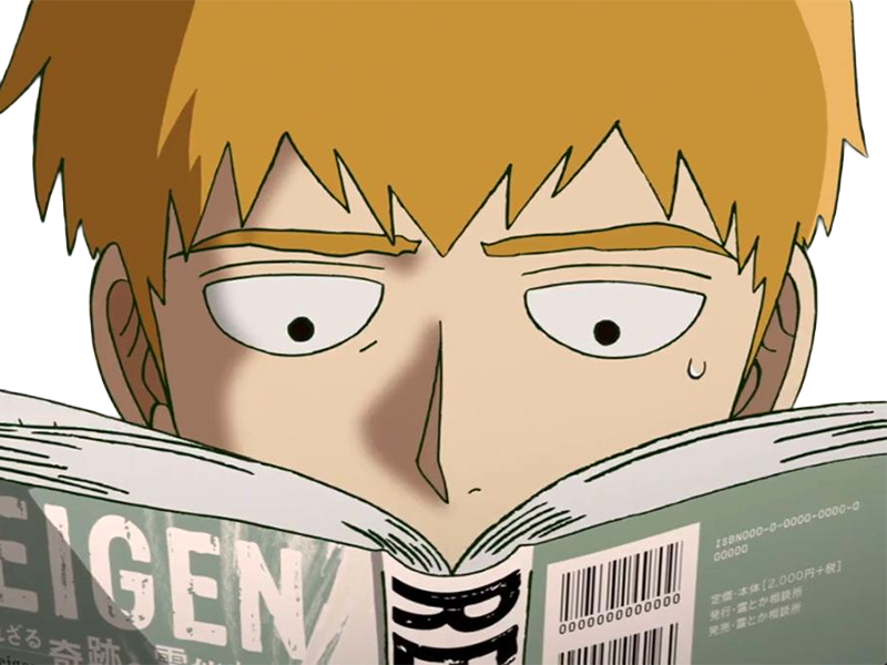 Sticker arataka reigen mob psycho 100 anime manga homme blond yeux noirs medium patron mentor par Dark-63