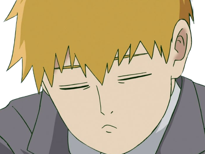 Sticker arataka reigen mob psycho 100 anime manga homme blond yeux noirs medium patron mentor par Dark-63