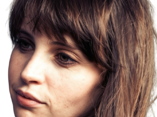 Sticker felicity jones star wars cheveux noir yeux vert poetesse non romancable dommage erato fic bloop par Bl0op