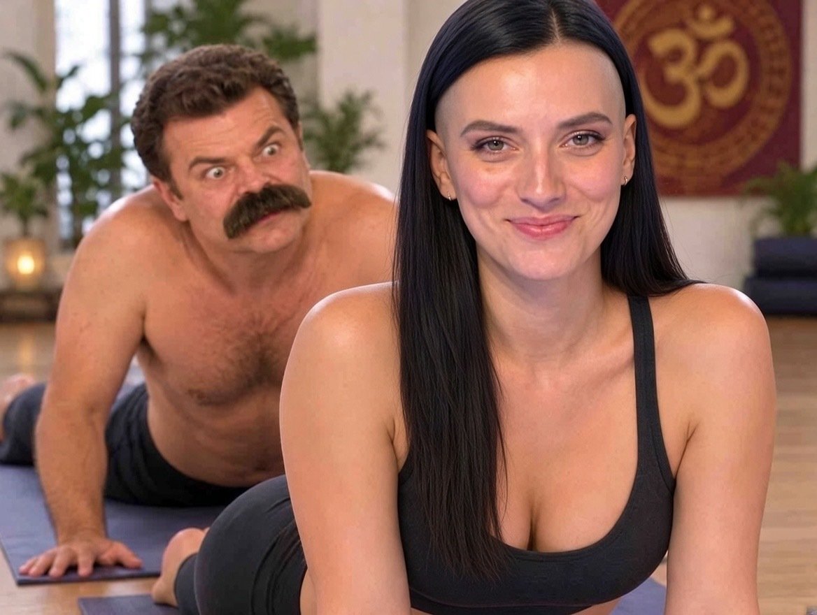 Sticker shana tbt9 moustache hanouna tpmp pervers yoga punk chien rasee cheveux par syrupballs
