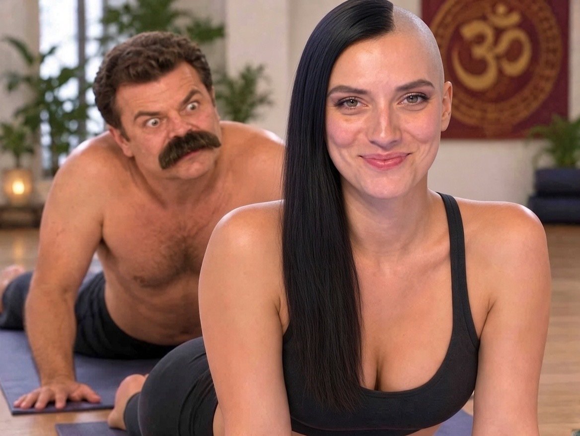 Sticker shana tbt9 moustache hanouna tpmp pervers yoga punk chien rasee cheveux par syrupballs