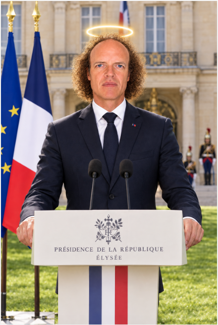 Sticker sylvain pierre durif grand monarque christ cosmique pape elvita 2027 president elysee republique francaise par syrupballs
