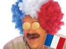drapeau cheveux medaille or perruque supporteur france risitas